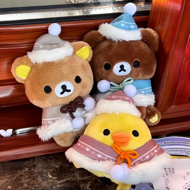 NEW Winter Rilakkuma Chairoikoguma Shawl Plush Doll Ornament lovely Cloak Doll Cartoon bear Yellow Chick Stuffed Plushies  Toy
