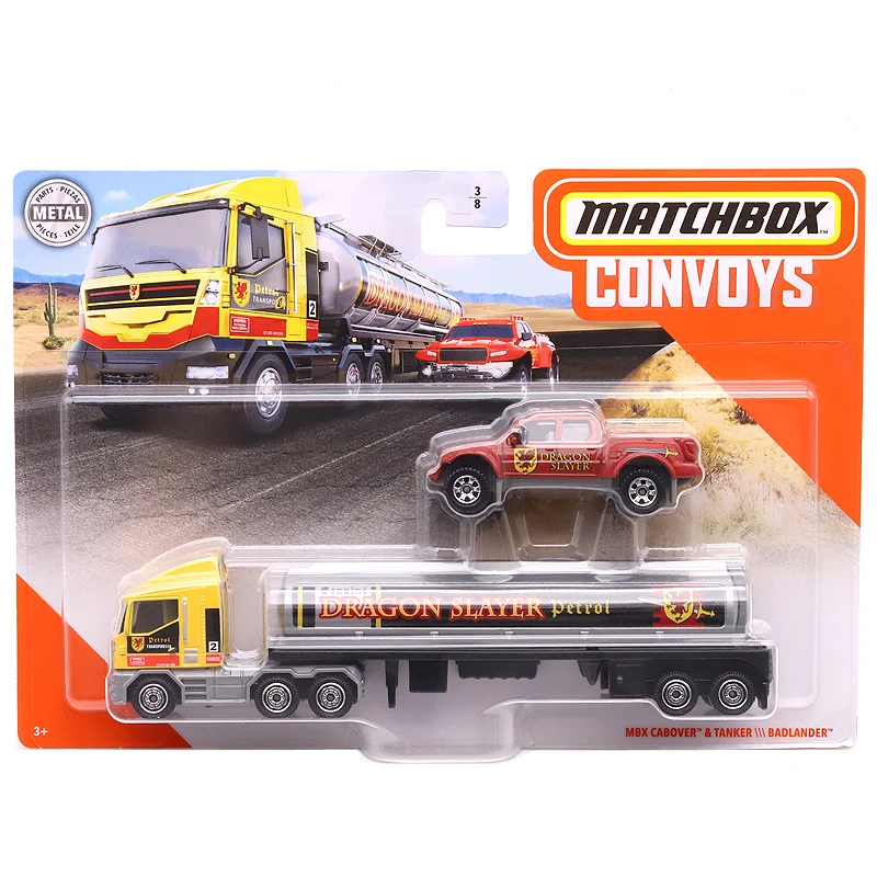 Mattel Matchbox Convoys City Car Models Engineering Transport Alloy Trailer Trolley Towing Container Toys for Boys Tanker Truck