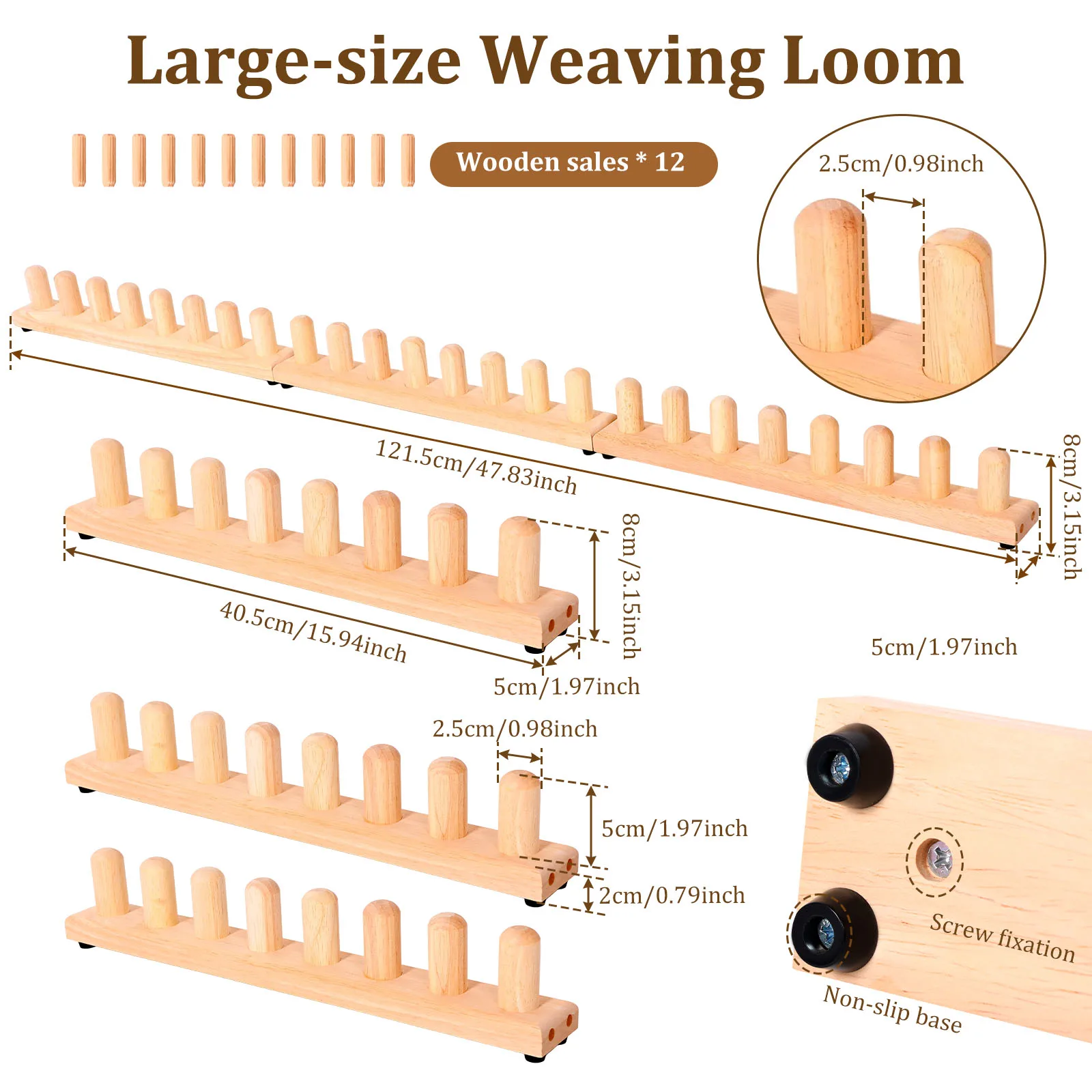 2/3 Sections Chunky Knitting Machine Wood Chunky Weaving Frame Adjustable Chunky Knitting Blanket Machine DIY Hand Knitting Tool view 2