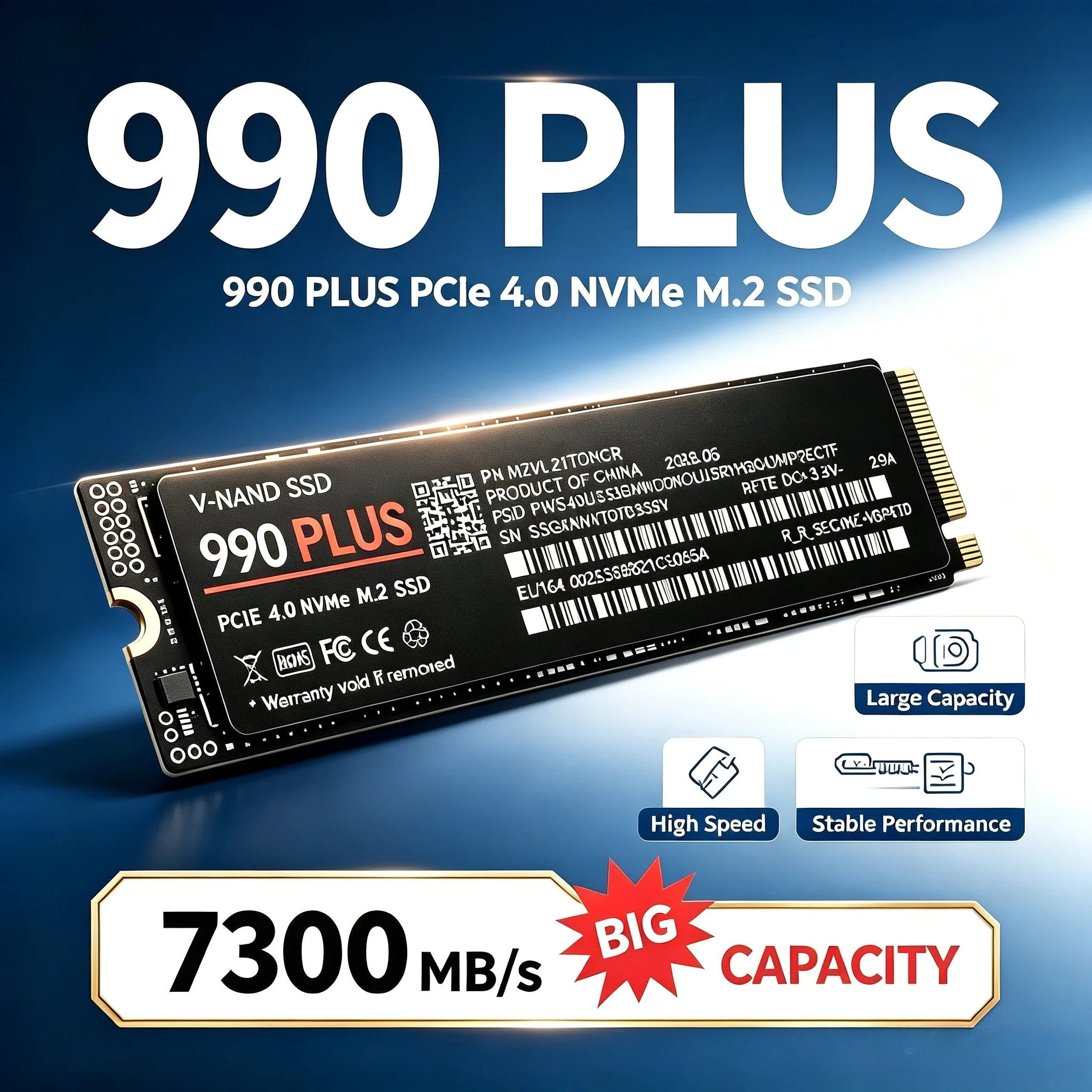 NEW 990 Plus M.2 NVMe PCIe 4.0 SSD 500GB/1TB/2TB/4TB 7300MB/s Read Speed Solid State Drive For PS5 Gaming Laptop Desktop