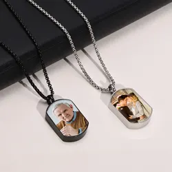 Men Personalize Engrave Name Custom The Photo of Family Necklaces,Picture Words Date Cremation Urn Pendant,Keepsake Gifts Collar