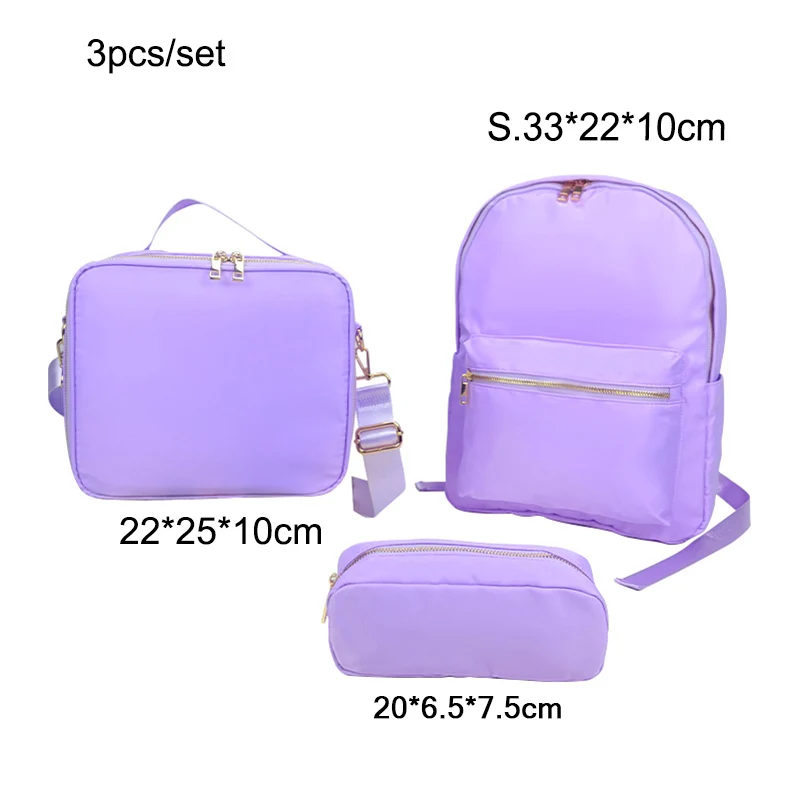 New Nylon Waterproof Three-Piece Set Large Capacity Double Shoulder Backpack Outdoor Travel Handheld Storage Bag Toiletry Bag