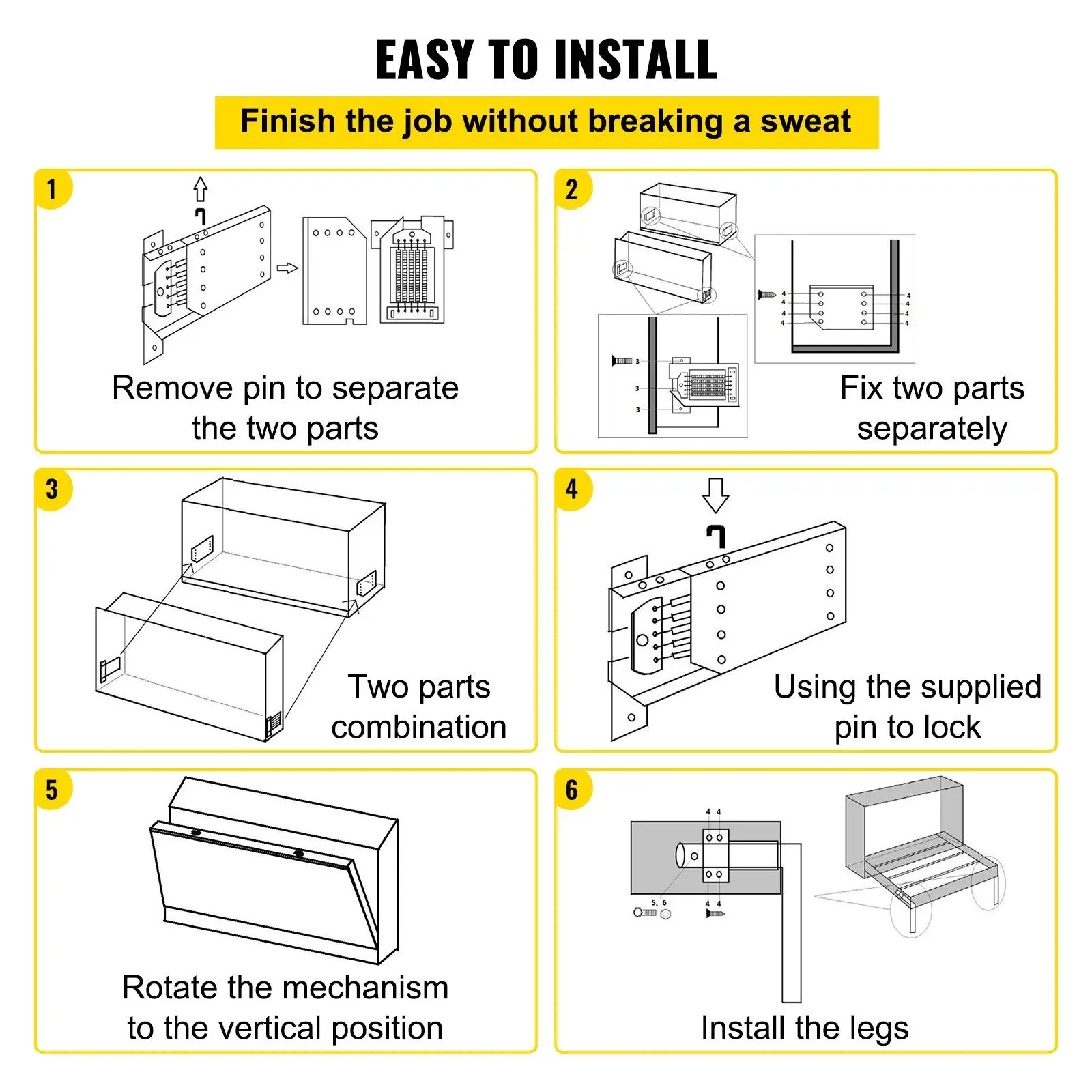 เมอร์ฟี่ติดผนังสปริงกลไกการสนับสนุนงานหนักฮาร์ดแวร์ DIY ชุดสําหรับเตียงขนาดควีนไซส์คู่ (แนวนอน), สีขาว