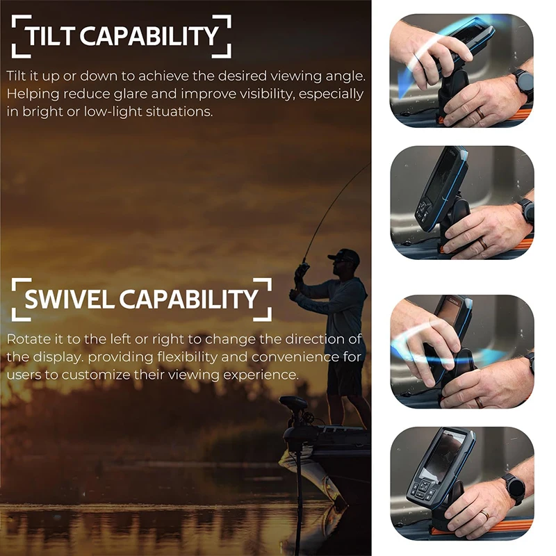 Secure Tilt/Swivel Mount for Garmin Striker 4, Marine Fishfinder Bracket Replacement with Mounting Hardware, 010-12439-10