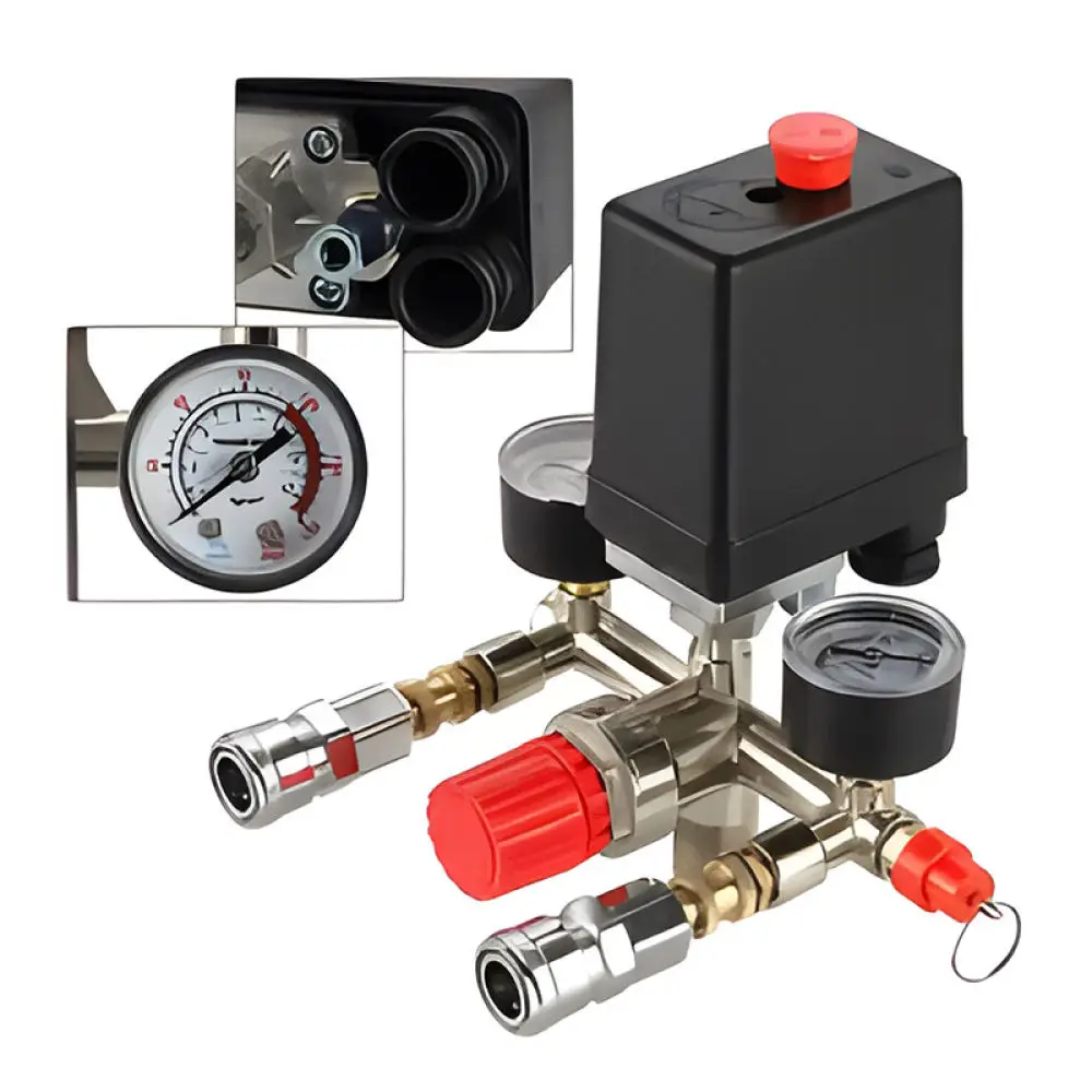 Air Compressor Pressure Regulator Switch Manifold Assembly For Bama Type Pneumatic Tools Parts Maintenance Hardware Replacement