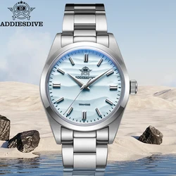 ADDIESDIVE Luxury Couple Watches 36mm Sand Dial Dress Quartz Watches Bubble Mirror Glass Vintage 100m Dive Waterproof Wristwatch