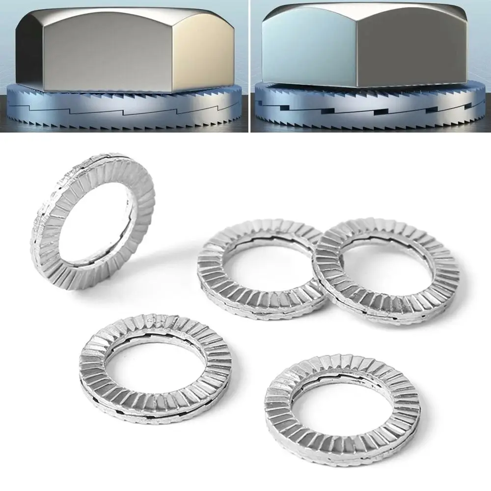 5Pcs Double Side Lock Washers M4 M10 M12 M16 M20 Hardware Fastener Wedge Lock Washer Self-Lock 304 Stainless Steel