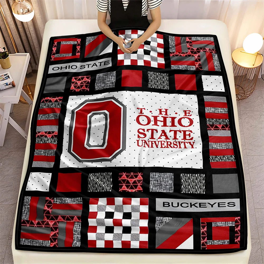 Ohio State University Microfiber Throw Blanket,Ohio Leisure Cover Blanket,Ohio Lunch Break Blanket Home Travel Camping Blanket