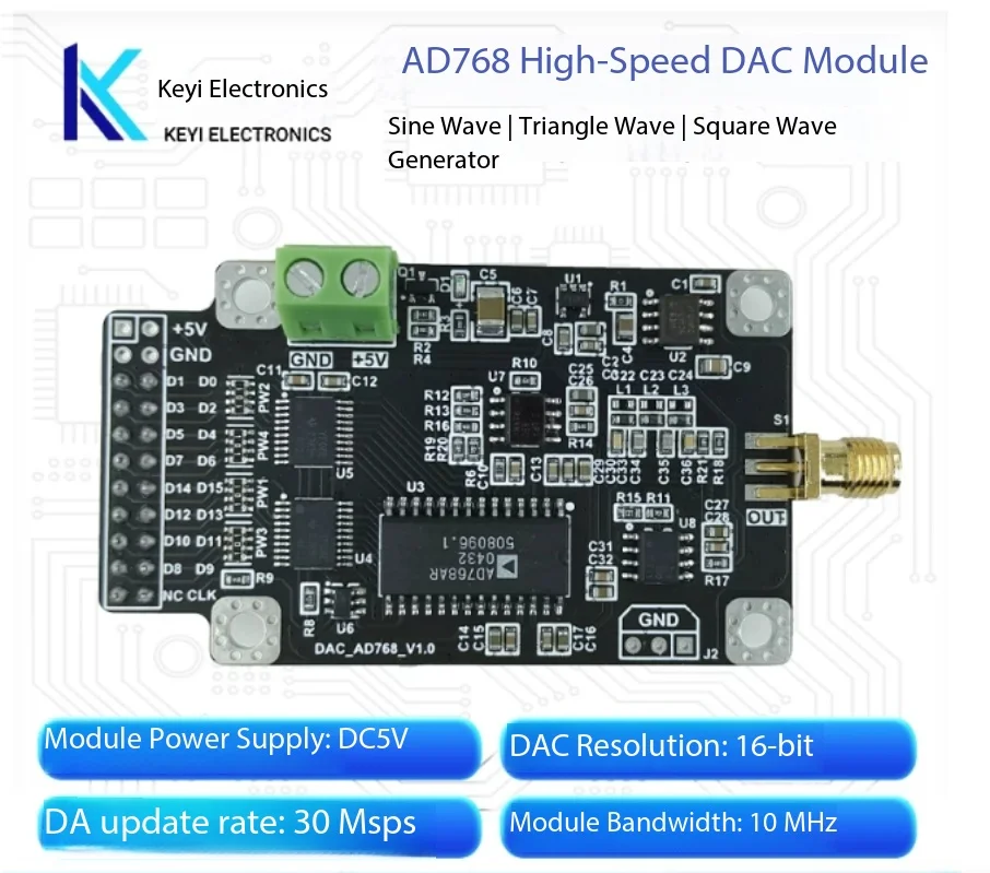 AD768 16bit 30MSPS High-Speed ADC Module Parallel Interface Waveform Generator