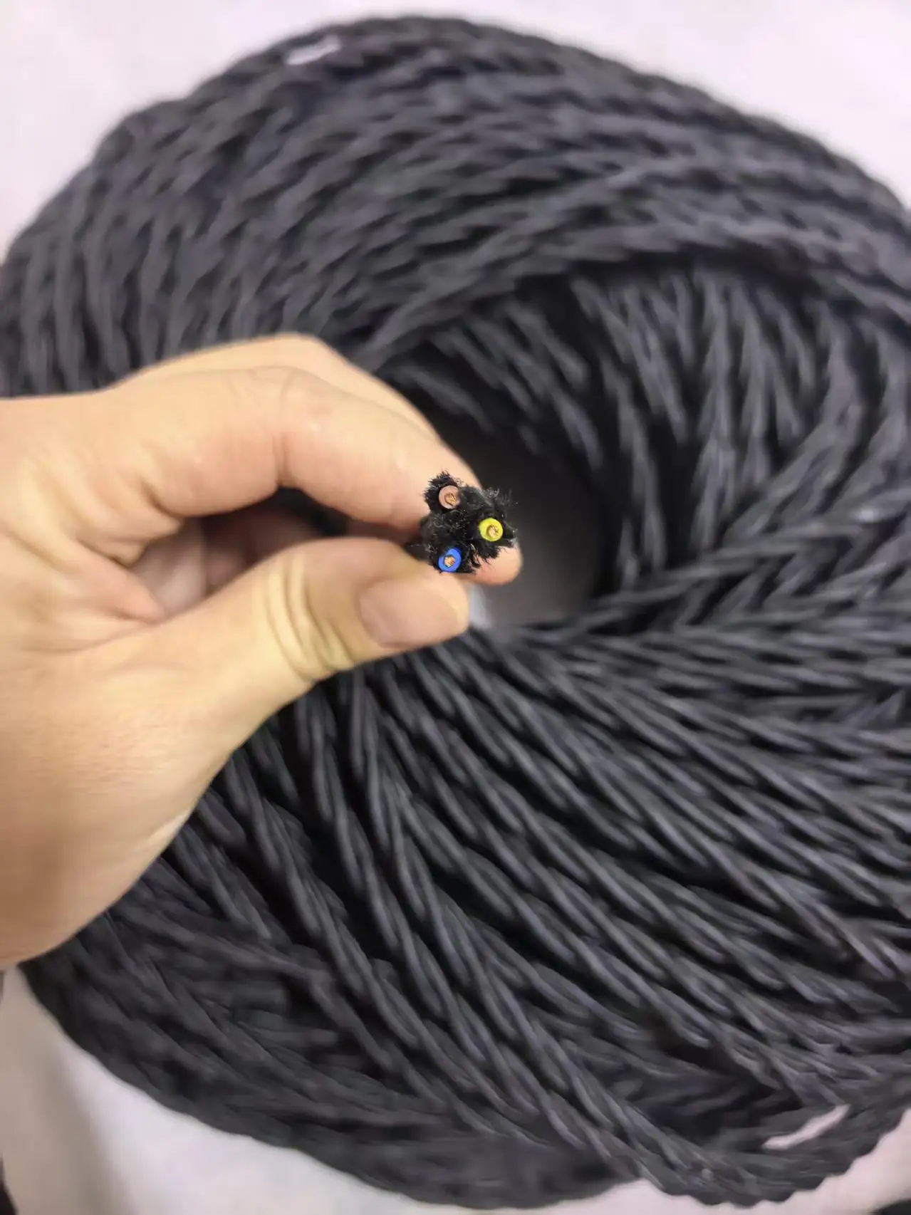 Black 3 Core 0.75mm2 Vintage Fabric Covered Twisted Cable Retro Electrical Wire Cords for Pendant Lamp