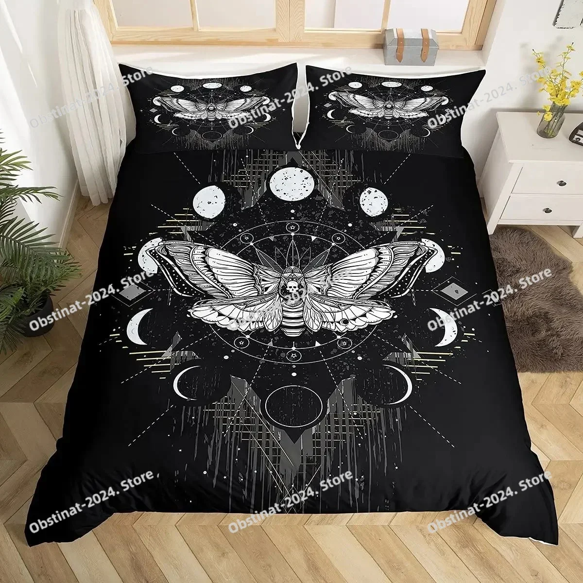 Death Moth Duvet Cover Set Galaxy Sun and Moon Bedding Set Printed With Pillowcase Bed Soft Single Double Queen Super King Size