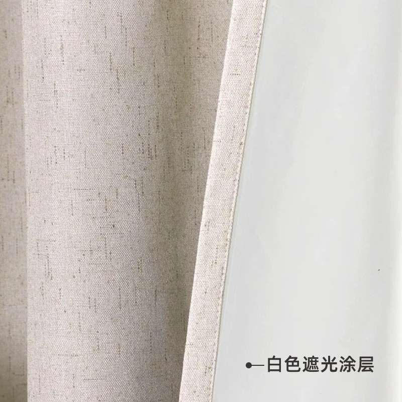 100% blackout white nano-coated curtain project hotel special sun-proof heat-insulating imitation linen curtain