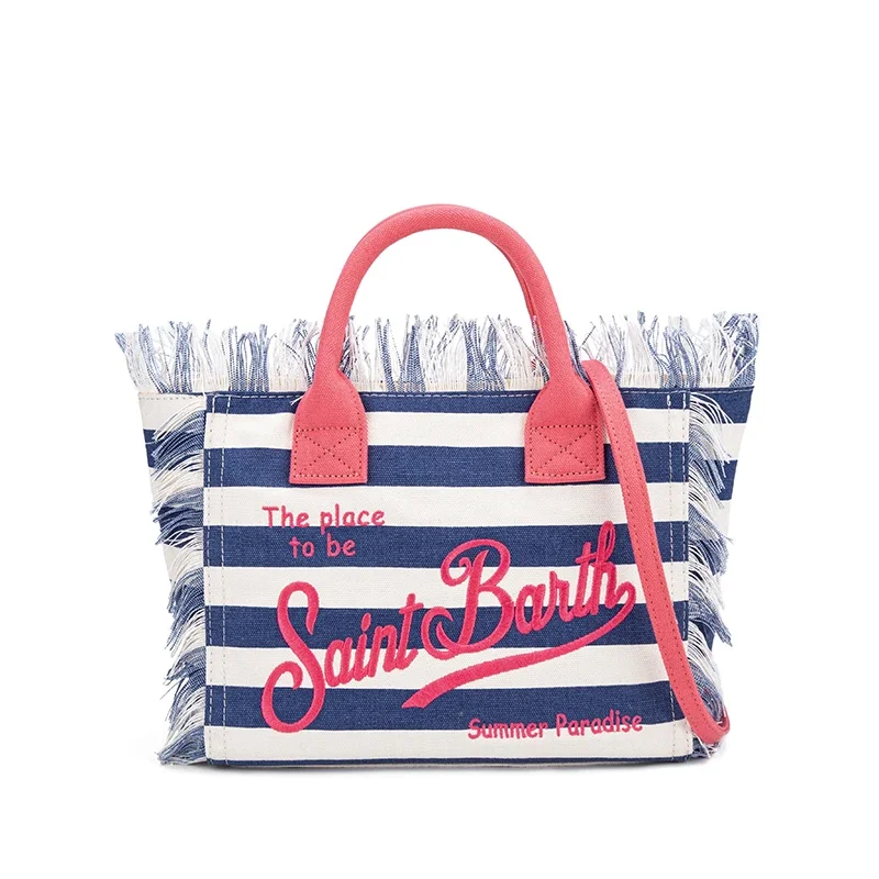 

Light Luxury Navy Tassel Clutch with Monogram Blue Travel Bag Large Capacity Beach Travel Lightweight Large Tote Bag