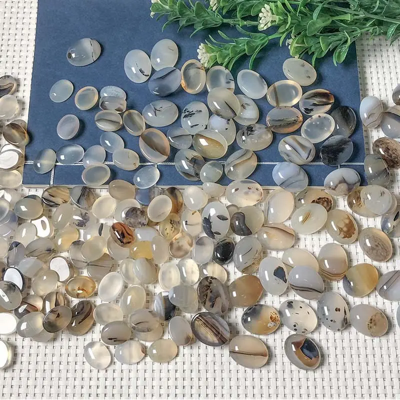 100% Natural ocean agate 12*16/13*18mm beads Aquatic plant agate DIY For ring pendant setting Jewelry making 10pcs/lot