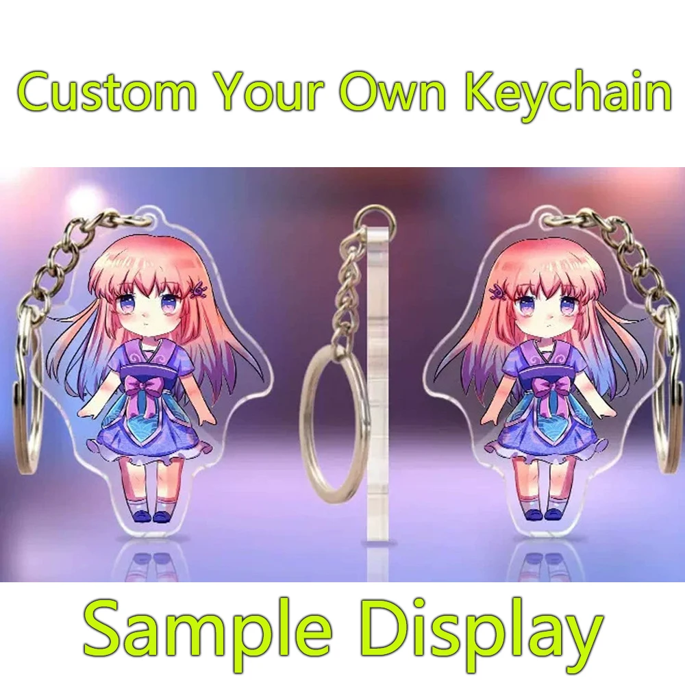 10pcs Custom Logo Acrylic Keychain 5CM Print Photo Charm Pet Cat Dog Birthday Fun Gift Personalized Keyring