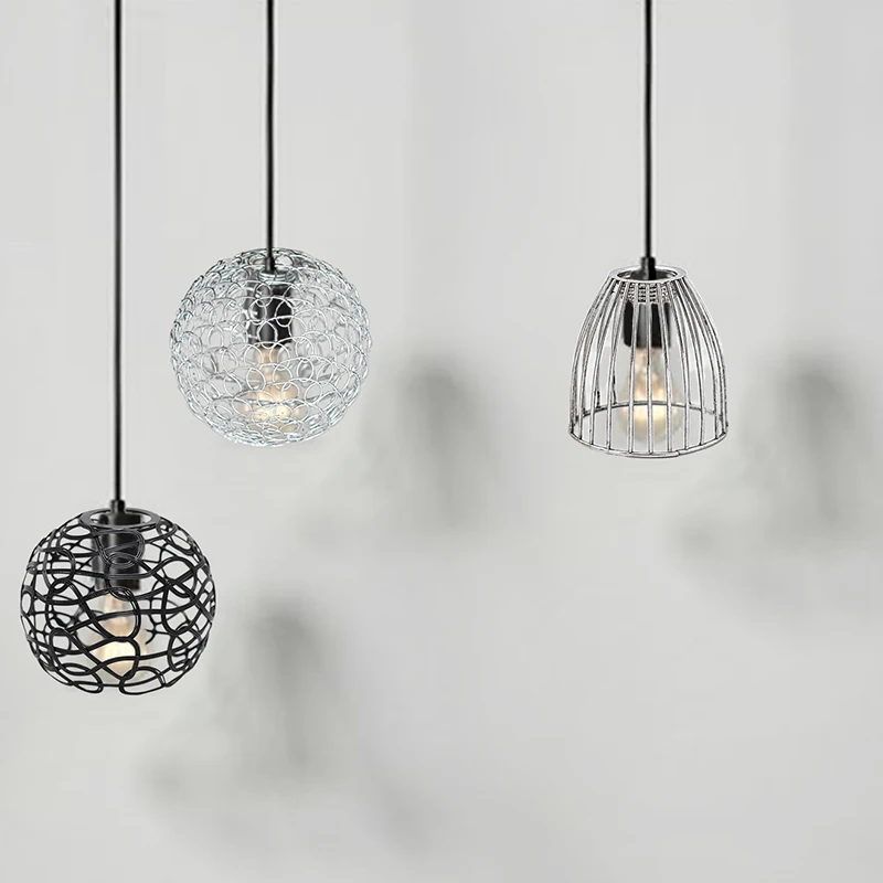 Nowoczesny żelazny abażur metalowa klatka z drutu lampa wisząca klosz do lampy sufitowej żyrandol osłony lampy wiszącej oprawa jadalnia Home Decor