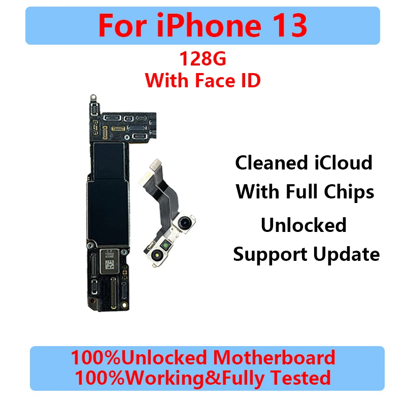 New! 100%Working Original Motherboard For iPhone 13 Pro Max With Face ID Mainboard Cleaned iCloud Support Update Logic Board