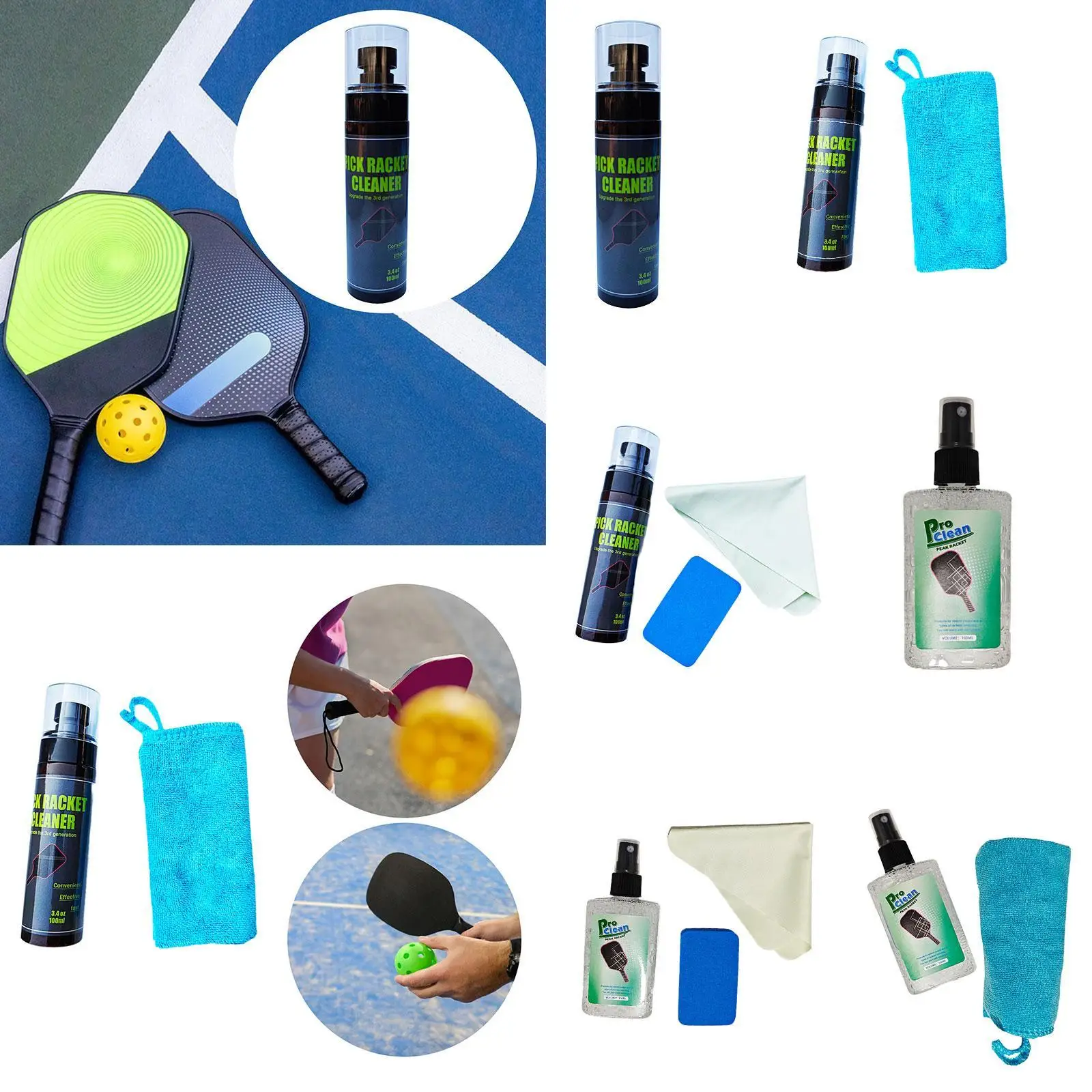 Pickleball Paddle Cleaner Spray 100 ml Cleaning Agent mproves Spins and Accuracy Lightweight Eliminates Residue Dirt Convenient