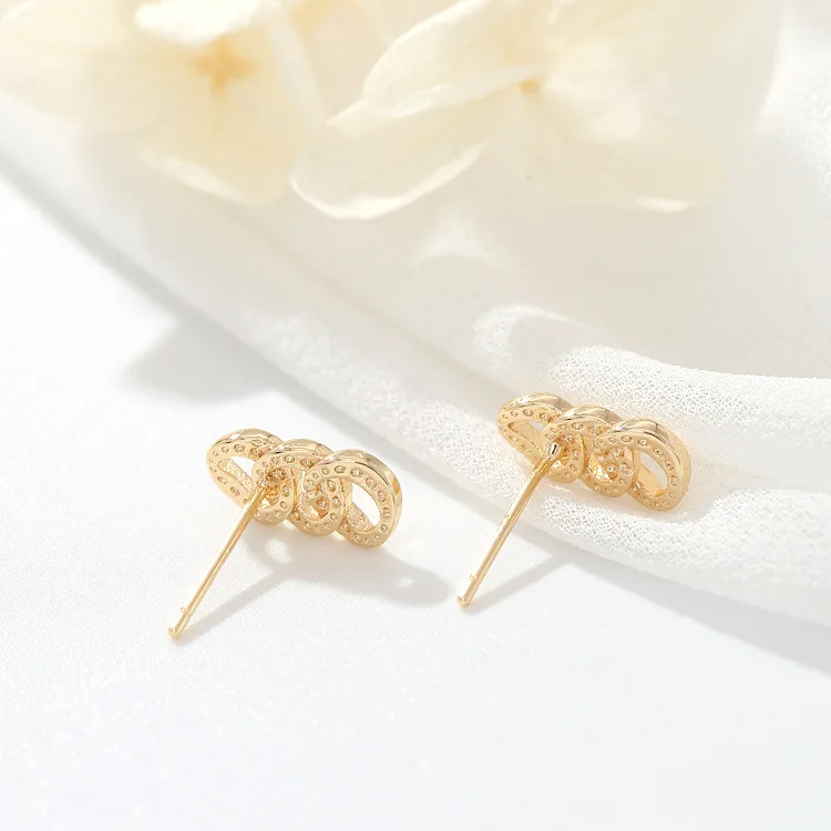 12*6 MM 14K Gold Color Brass Stud Earrings High Quality Diy Accessories Jewelry Recognitions