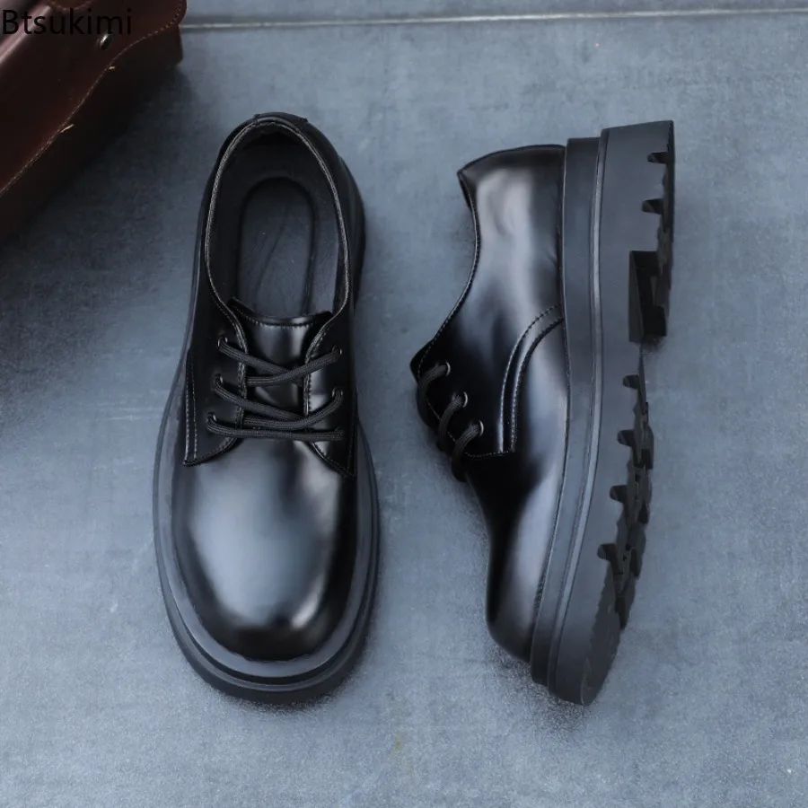 Genuine Leather Men's Shoes Soft Bottom Casual Fashionable Youth All-Match Trendy Shoes Spring Waterproof Anti-Slip Round Toe