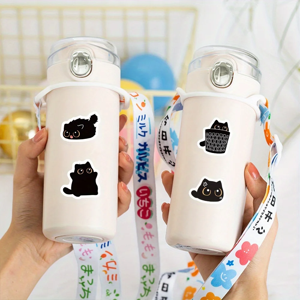 500pcs/roll Cute Black Cat Stickers Cartoon Self Adhesive Labels Animal Stickers for Journal Gift Sealing DIYCrafts Packaging view 2
