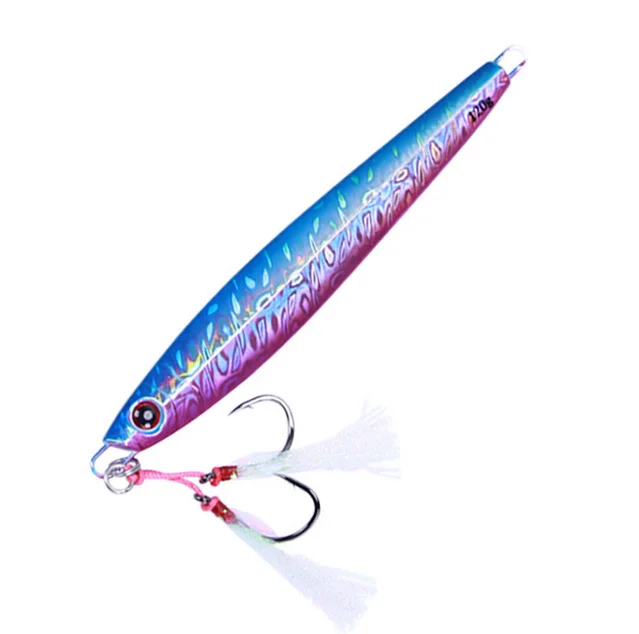 1pcs Saltwater Fishing Flat Fall Jigging Lure Vertical Jig Slow Pitch Jigs &Hook