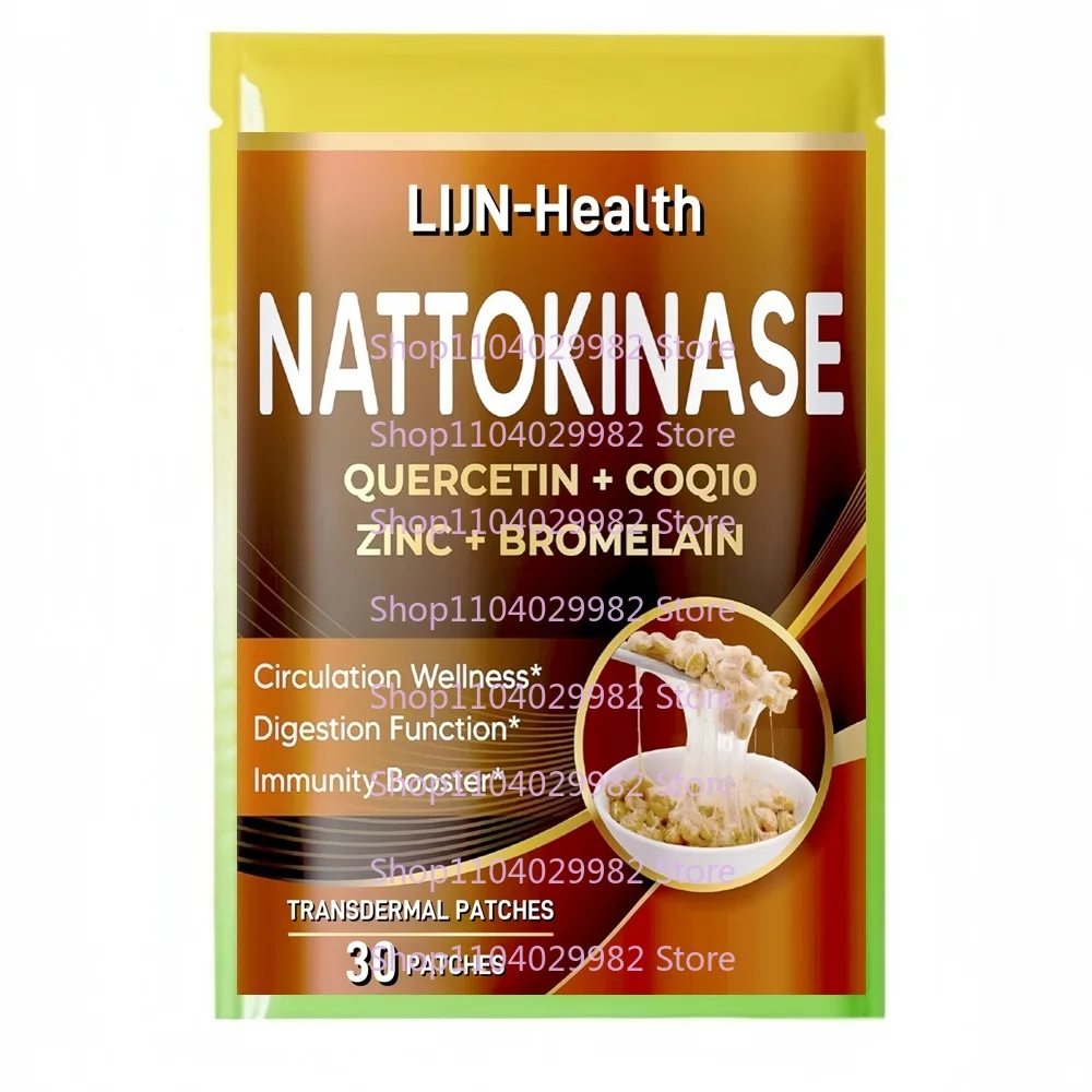 

30 Patches Nattokinase Transdermal Patches with Quercetin, Coq10 for Digestion Wellness, Immunity Booster