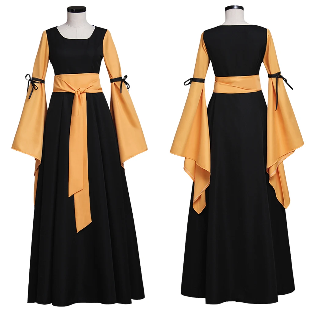 

Black And Orange Medieval Dress Renaissance Victorian Gothic Dress For Adult Women Fantasy Halloween Party Costumes