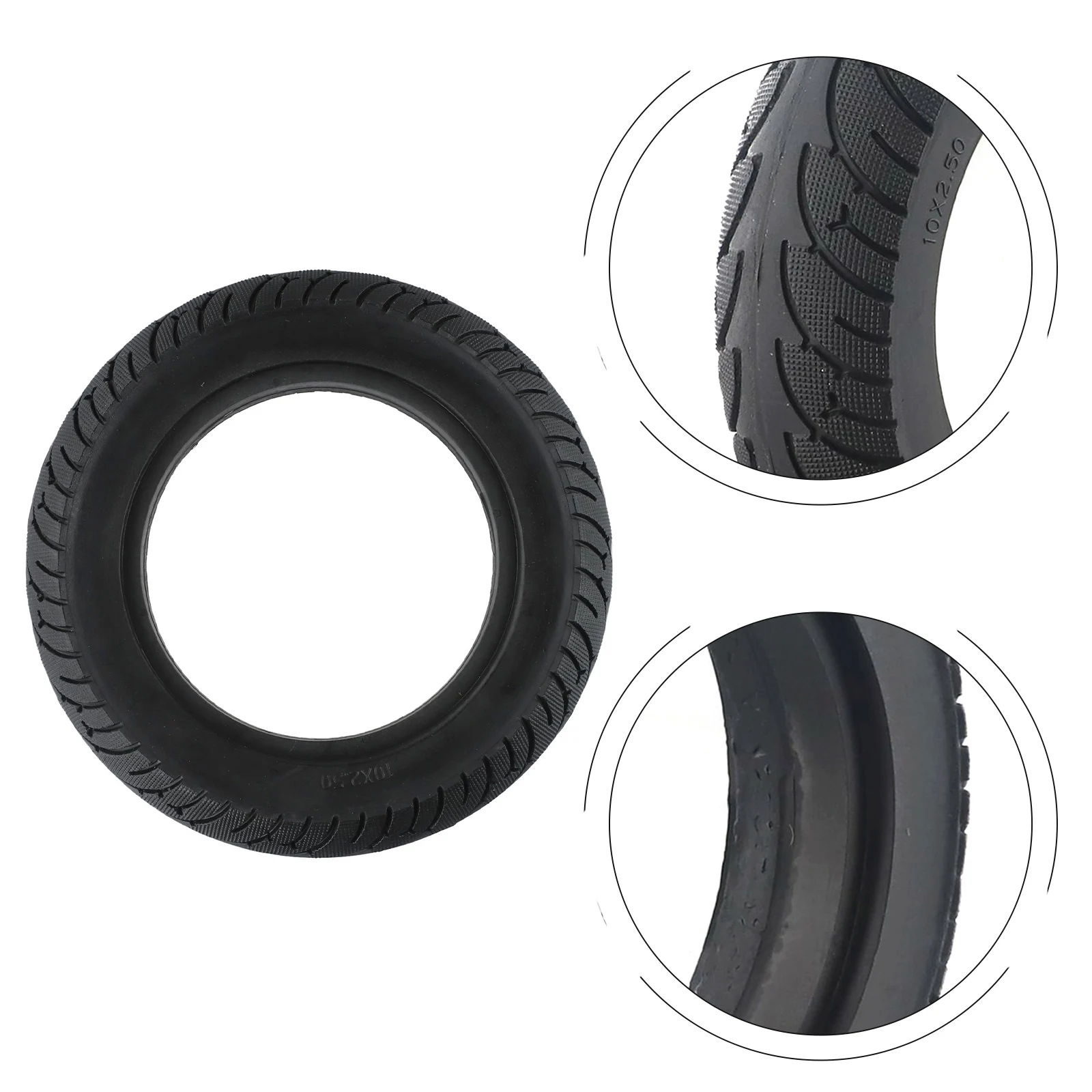 

Parts Solid Tire Spare Wheel 10X2.50 Air Free Attachment Black Electric Scooter Motor Rear Rubber Tyre Convenient