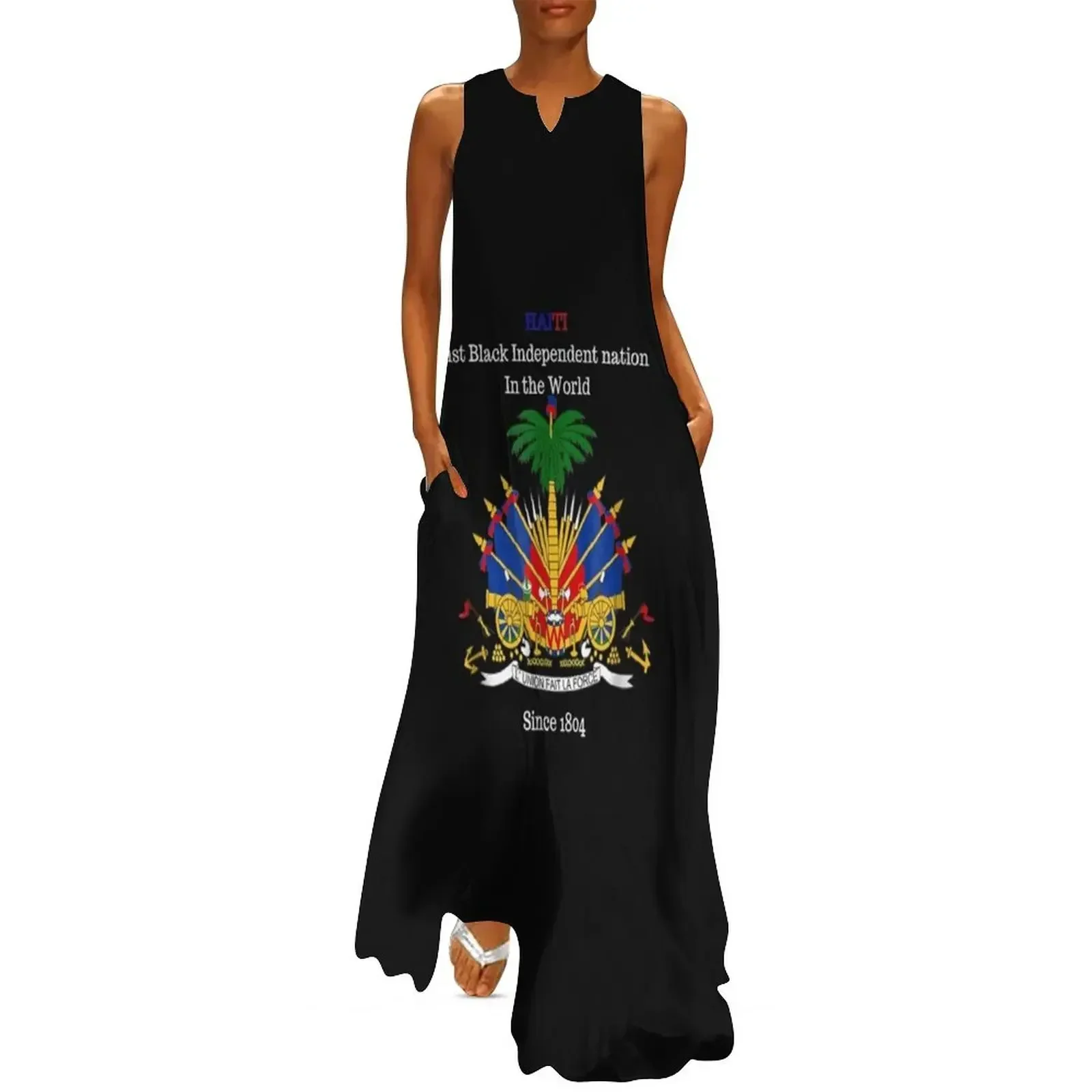 

Haitian Flag T-Shirt, Great for Independence day celebration Long Dress elegant chic women dresses promotion Summer skirt Dress