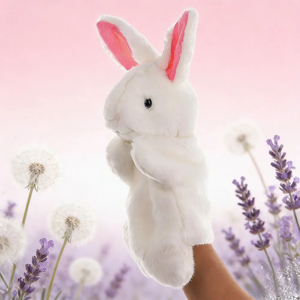 25cm Kawaii Animal Panda Parrot Fox Koala Stuffed Plush Hand Puppets Educational Toys For Family Playgame Time Doll