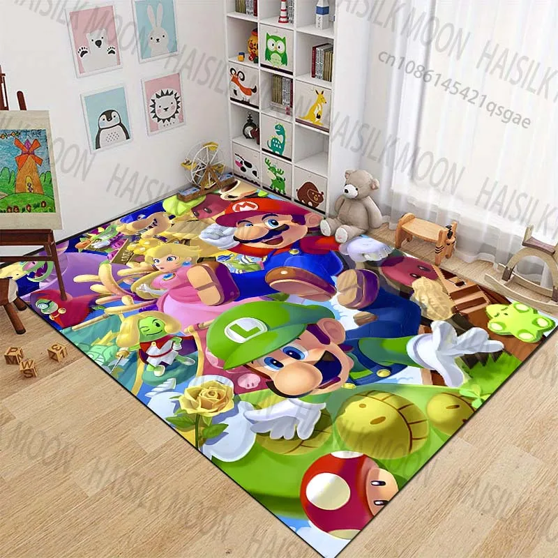 1PC Super Mario World Print Carpet Rug for Living Room Bedroom Sofa Decor Kids Play Home Area Rug Non-slip Mat Game Room Rugs