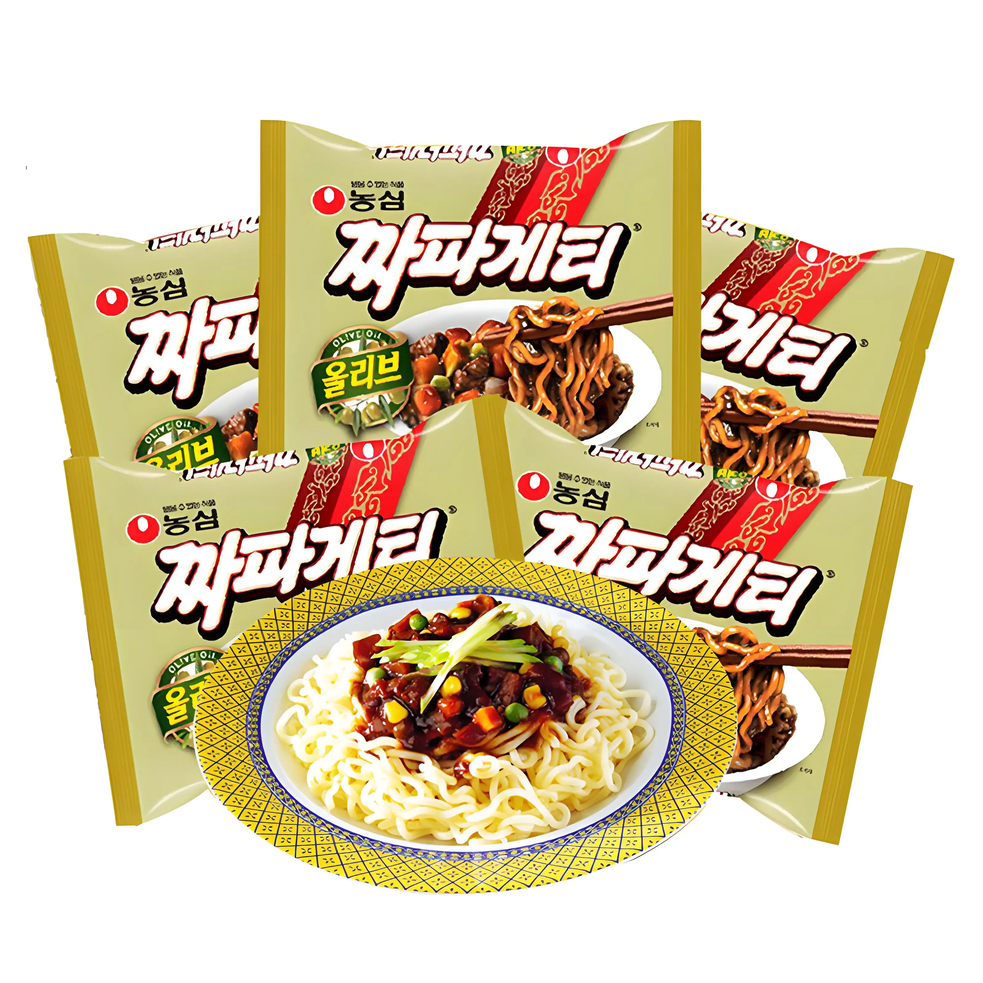 NONG SHIM,Jajang - Fideos instantáneos Myeon, paquete de 5, 140 g por paquete