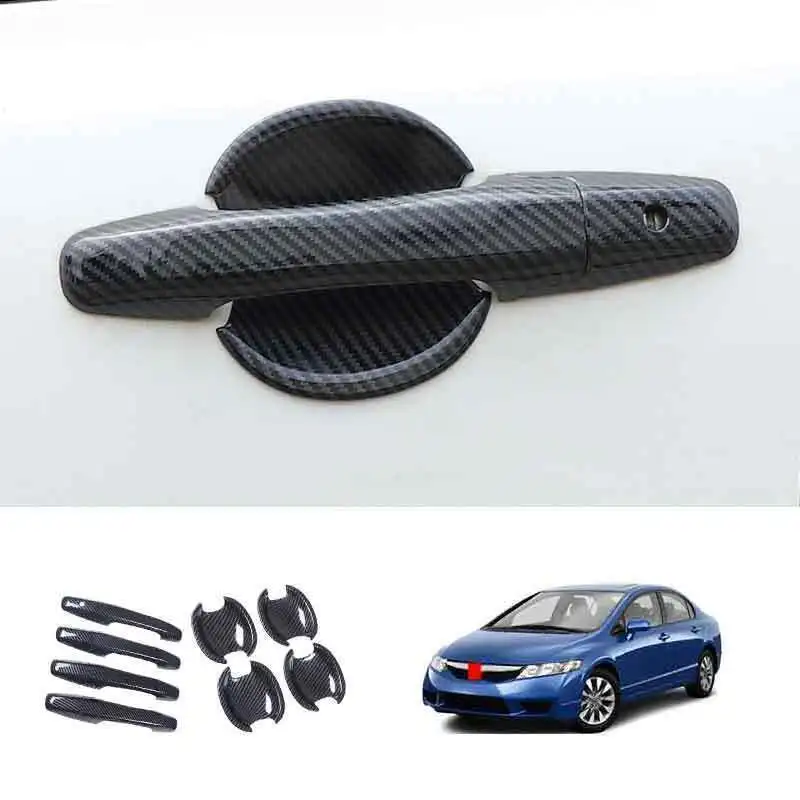 

Suitable for Honda Civic 8th 2006 - 2011 Carbon fiber side door handle + bowl cover decoration 1 set -