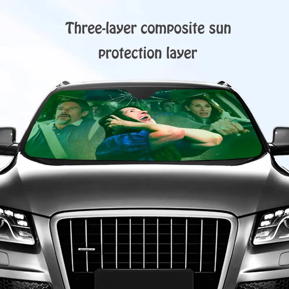 

L-Leave The World Behind Car SunShade Windshield Sun Shade Personalized Picture Block UV Rays Visor Protector