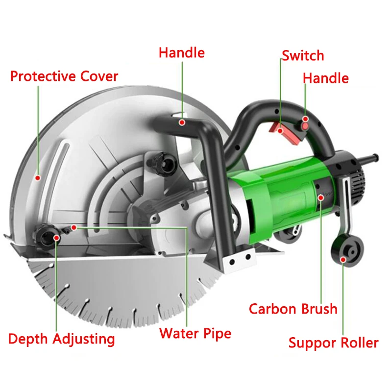 Single chip Slotting machine 16cm Depth Electric Wall Cutting machine Door Window Opening 5800W High power Concrete Road Cutter