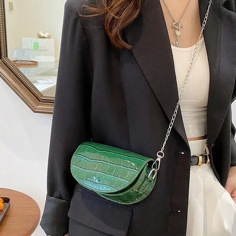 Shoulder Bags for Women Chain Female Bag Retro Crossbody Bag Simple Dinner Bag Crocodile Pattern Ladies Clutch