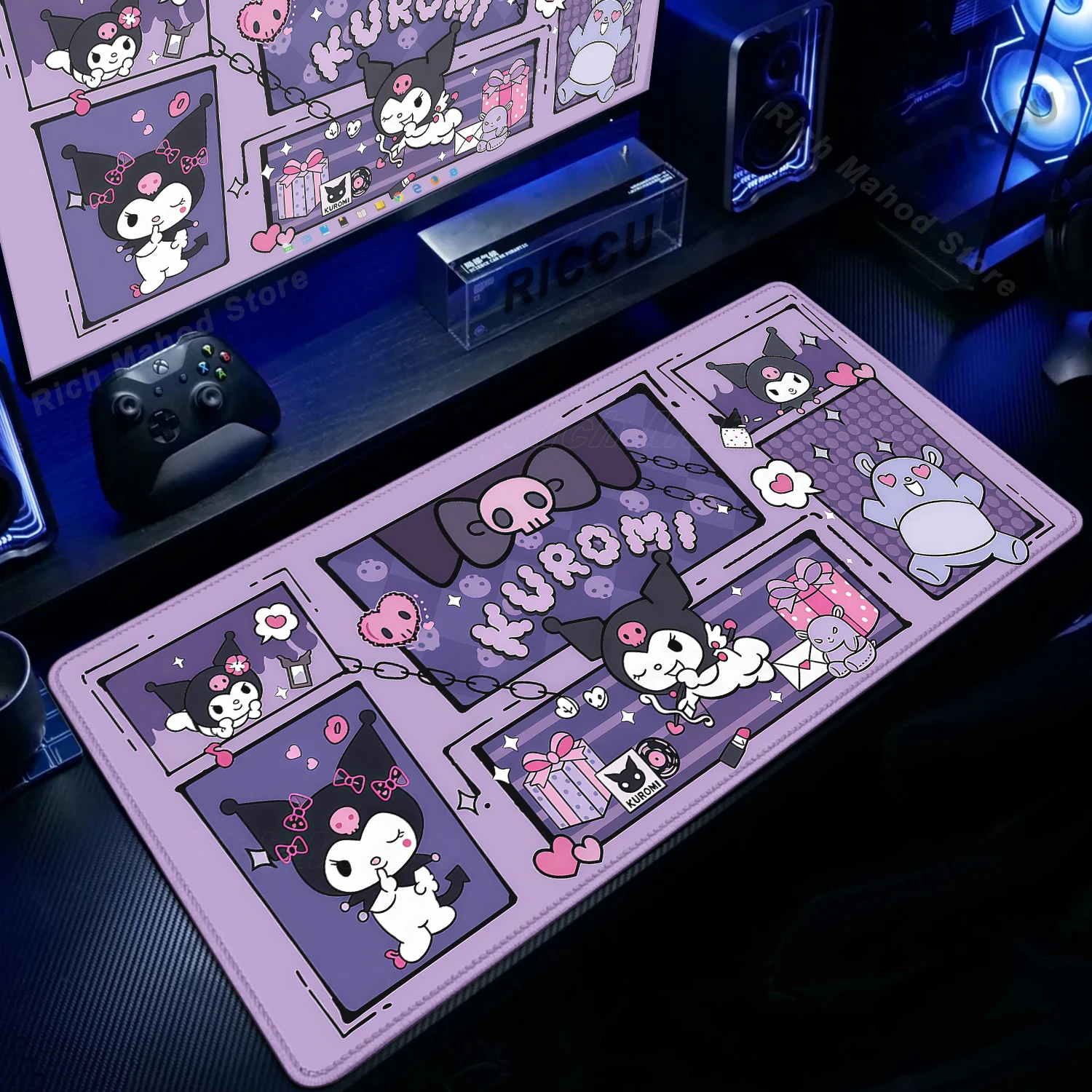 

Cute Sanrio Mouse Pad XXL Kawaii Anime Mousepad Kuromi Gaming Keyboard Rug Gamer PC Cabinet Desk Mat Laptop Accessories 40×90CM