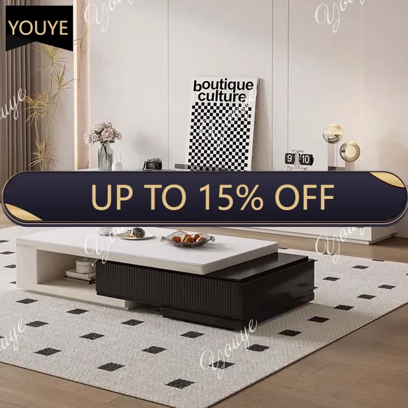 

Q Office Adjustable Coffee Tables Storage Italian Square Aesthetic Modern Table Wood Nordic Compact Couchtisch Salon Furniture