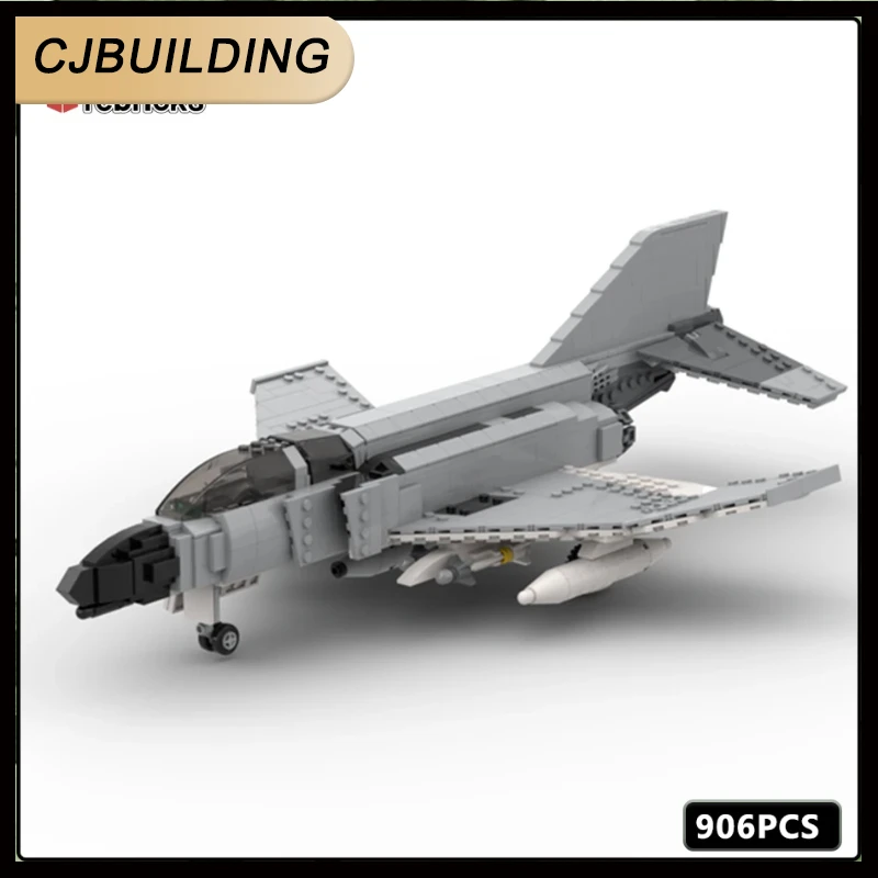 Military Series MOC Bricks US Navy F-4J Phantom II Building Block Airplane Model DIY Bricks Toys Birthday Gifts MOC-93425