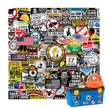 150PCS Hardhat Stickers Adults Hard Hat Sticker Pack Funny Blue Collar Stickers for Tool Box Electrician Worker Helmet Decors 1
