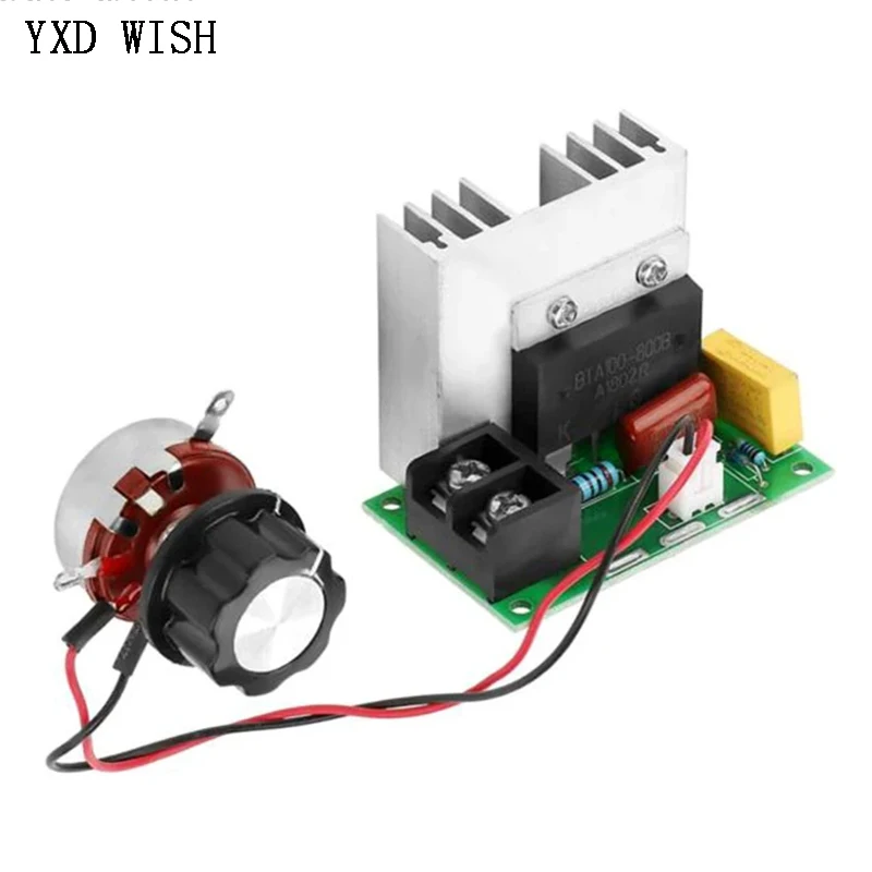 8000W SCR AC 0-220V High Power Electronic Voltage Regulator Module Dimming Speed Thermostat With Potentiometer Regulator