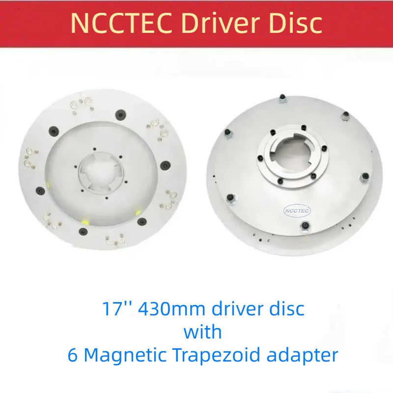 17'' Inch Diamond Driver Plate 430mm Magnetic Adapter Disc Carrier Holder for Klindex Grinder to Use 6 Trapezoid Grinding Blocks