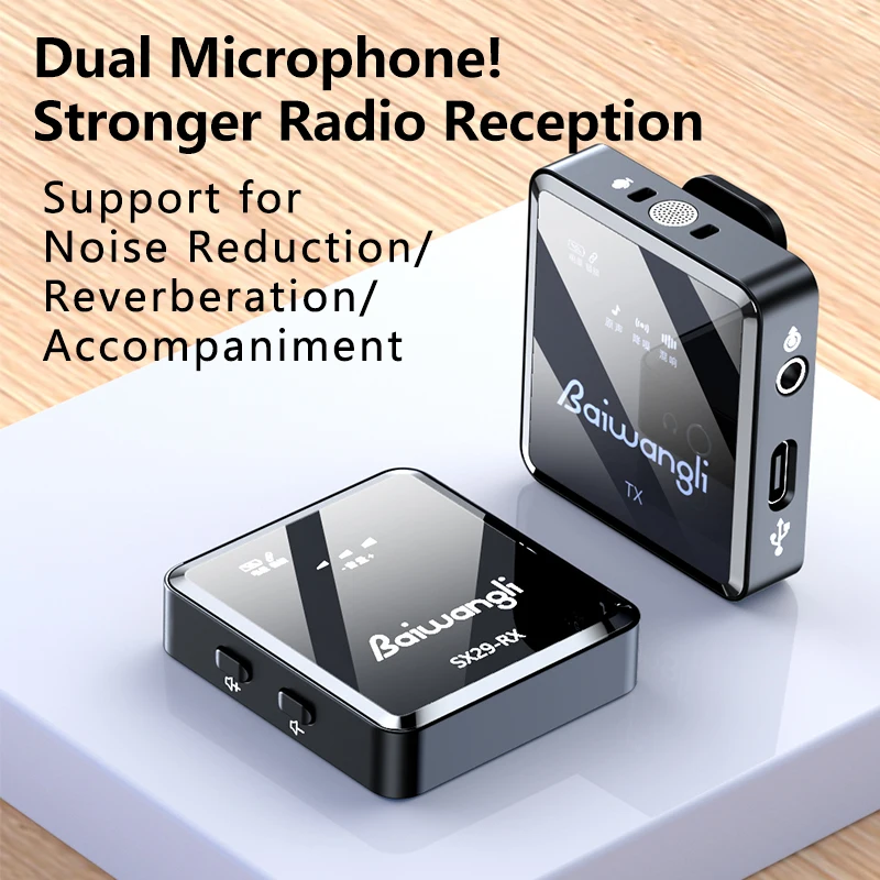 SX39 무선 라발리에 마이크, 라이브 방송, 라디오 녹음, 휴대용 소음 감소, DSLR 캠코더, 스마트폰 태블릿용