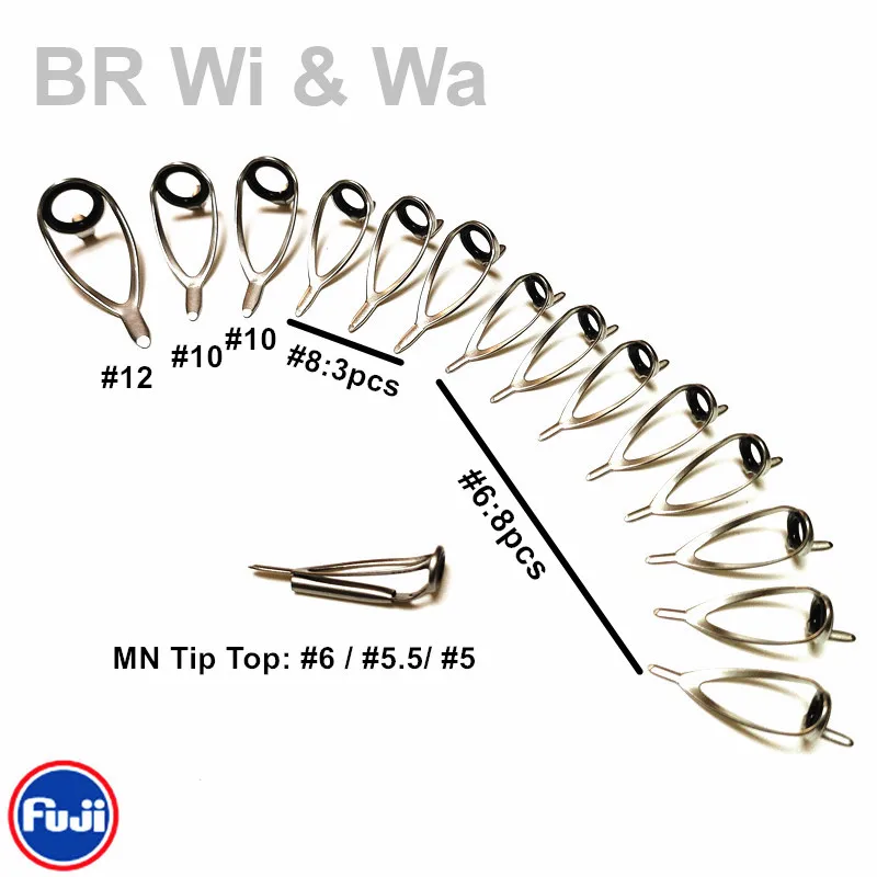 BR Wi & Wa FUJI Boat Guide Kit, LC Guide for Saltwater Fishing Rod, High Quality Guide Kit, 1 Set, 9.6G, 15Pcs