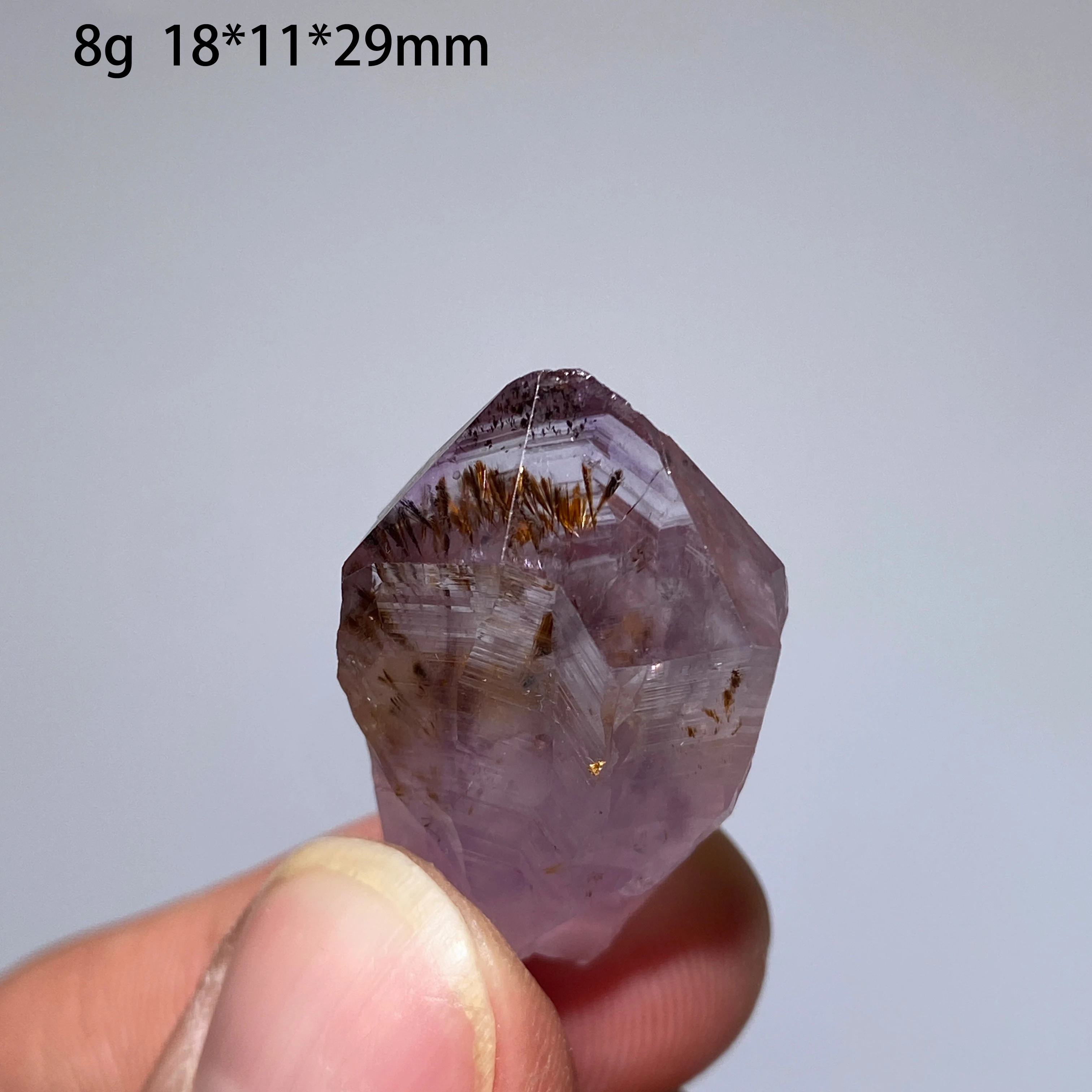 100% Natural Gold Rutilated Quartz Hair Purple Crystal Amethyst Mineral Specimen healing Stone Home Decor