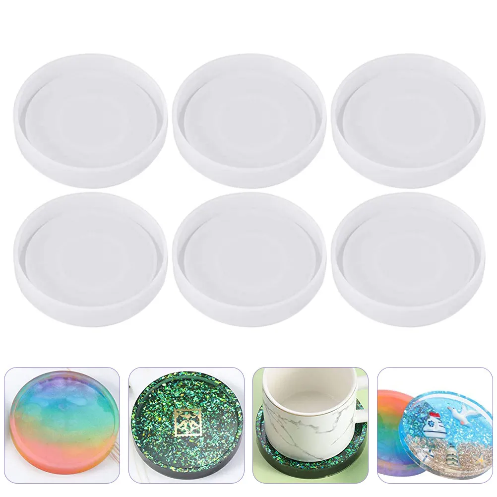 

6Pcs Round Coaster Mold Silicone DIY Silicone Mold for Epoxy Resin Cup Mat Creative Craft Mould for Handmade Coasters