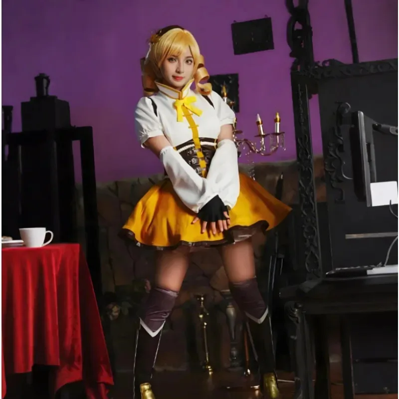 

Аниме Uella Magi Madoka Magica Tomoe Mami Косплей Костюм Боевая форма Одежда Аксессуары Полный комплект Карнавальное вечернее платье Up6;