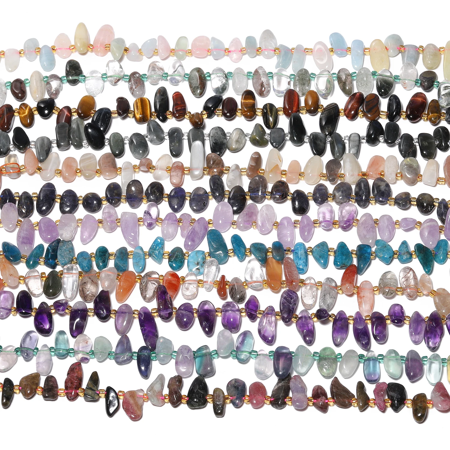 10-14mm AAA Irregular Natural Stone Tourmaline Apatite Amethyst Beads Gravel Spacer Beads For Jewelry Making DIY Charms Bracelet