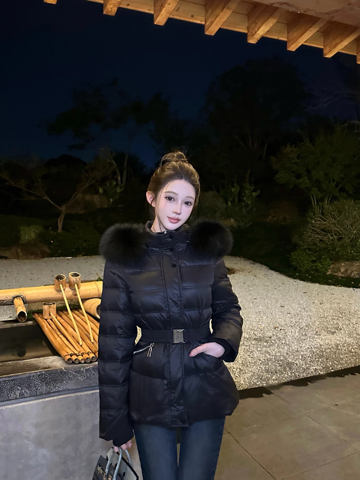 

Женское пуховое пальто Chill er tle Mist Gentle с меховым воротником, 90% белый пух, приталенное, для повседневной носки